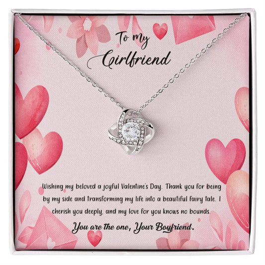 valentine-37c Love Knot Necklace, Gift to my Girlfriend with Beautiful Message Card