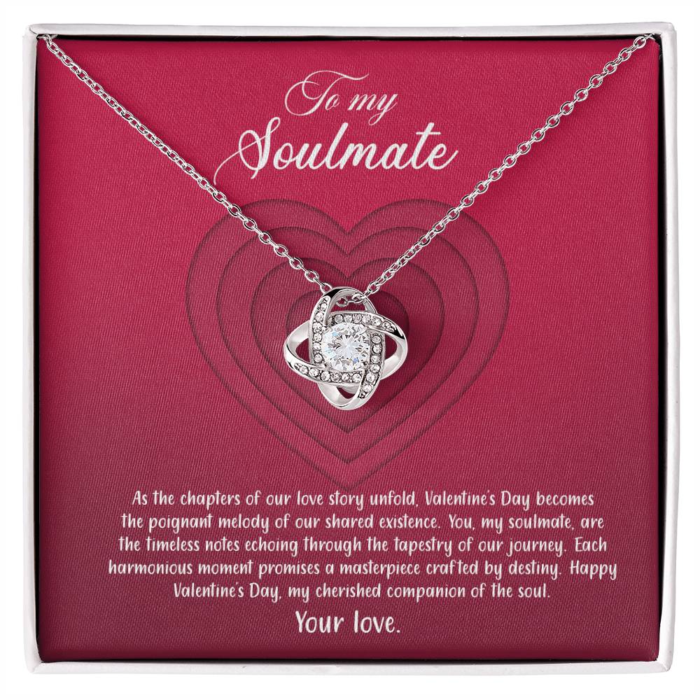 valentine-9b Love Knot Necklace, Gift to My Soulmate with Message card