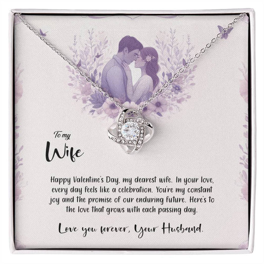 Valentine-st14a Love Knot Necklace, Gift to my Wife with Beautiful Message Card