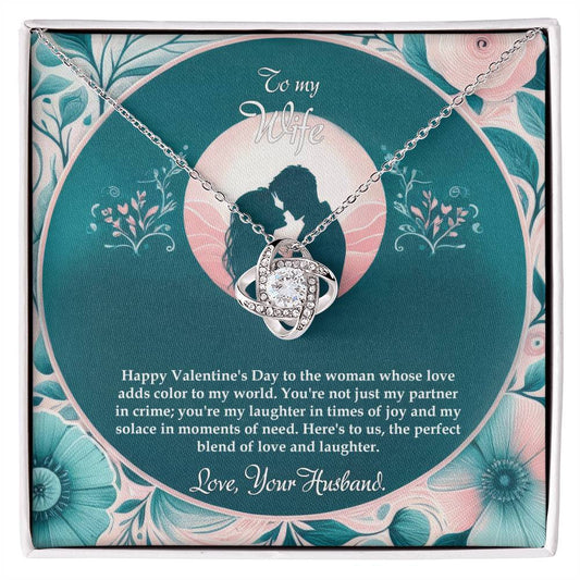 Valentine-st32a Love Knot Necklace, Gift to my Wife with Beautiful Message Card