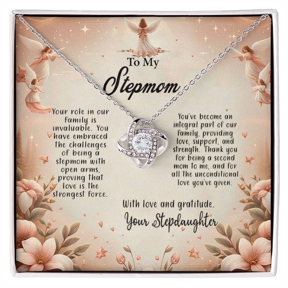 4052b Love Knot Necklace, Gift to my Stepmom with Beautiful Message Card