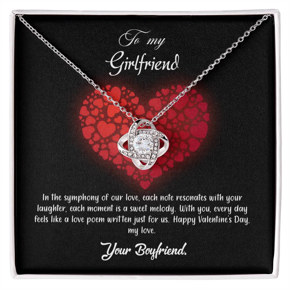 valentine-23c Love Knot Necklace, Gift to my Girlfriend with Beautiful Message Card