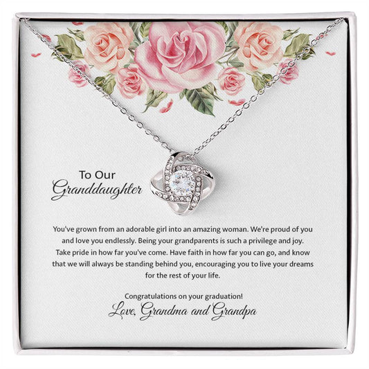 4031a Love Knot Necklace, Gift to My Granddaughter with nice Message Card