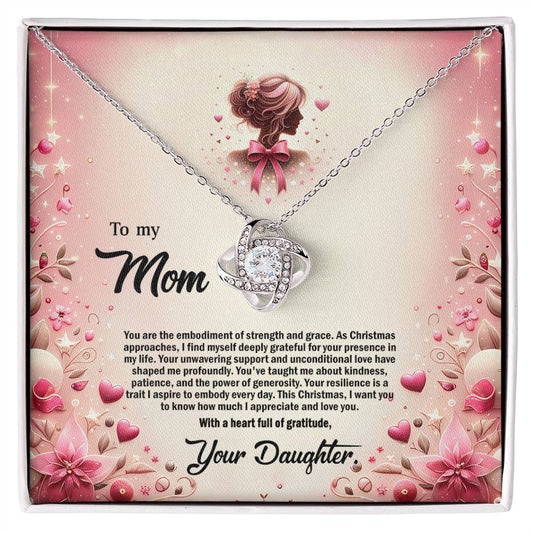 4058c Love Knot Necklace, Gift to my Mom with Beautiful Message Card