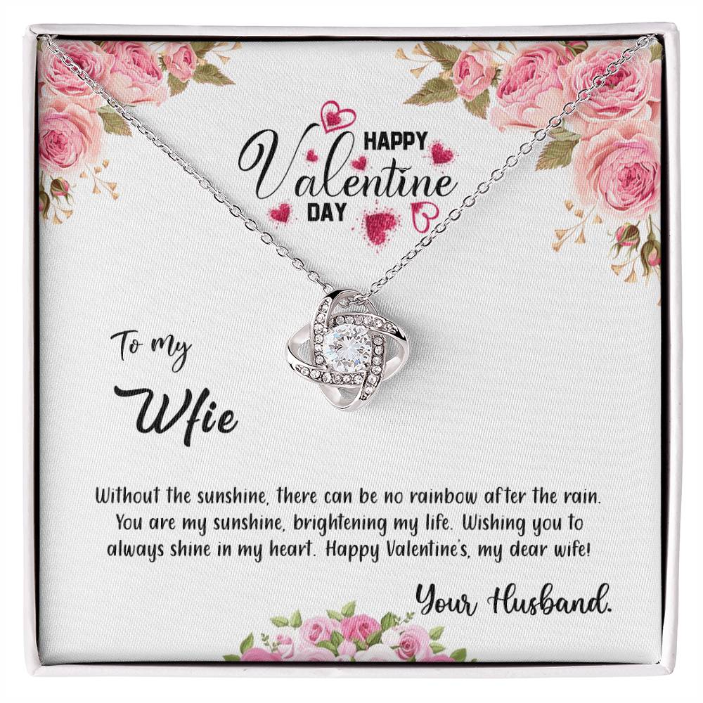 valentine-31a Love Knot Necklace, Gift to my Wife with Beautiful Message Card