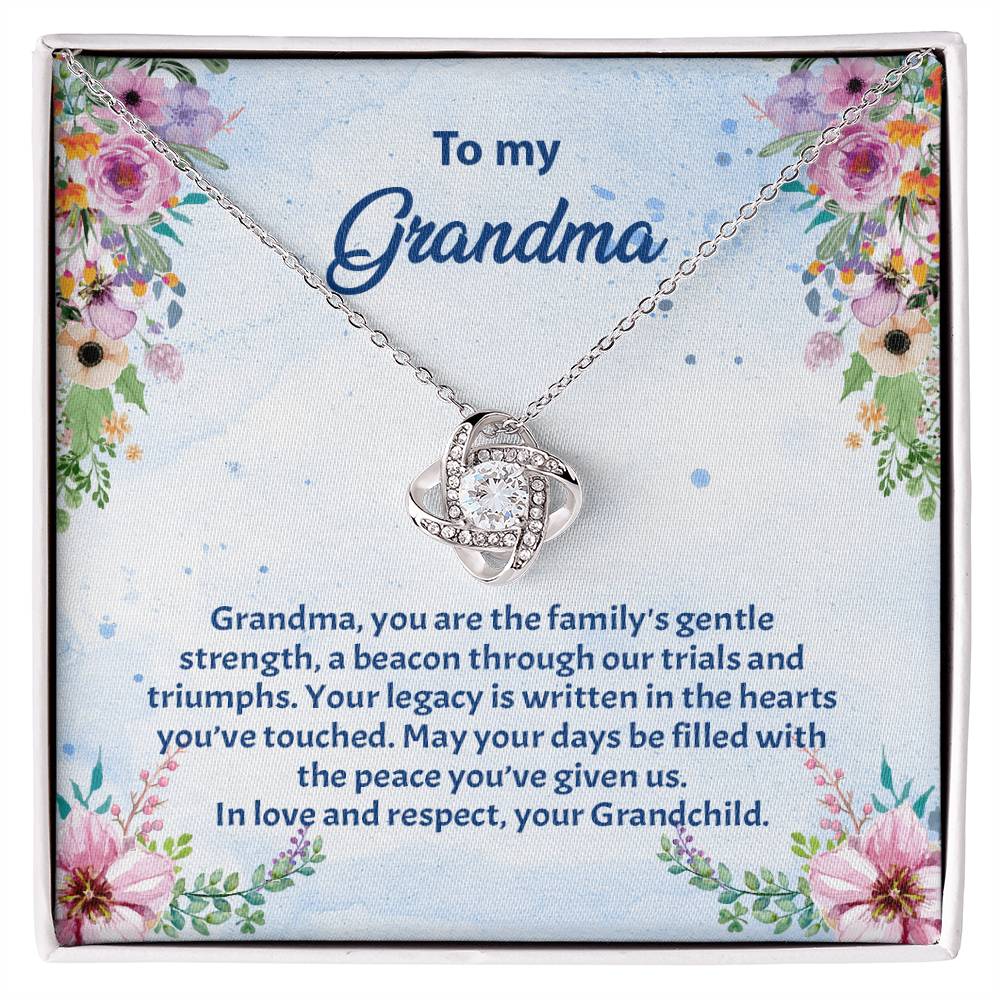 4038b Love Knot Necklace, Gift to my Grandma with Beautiful Message Card