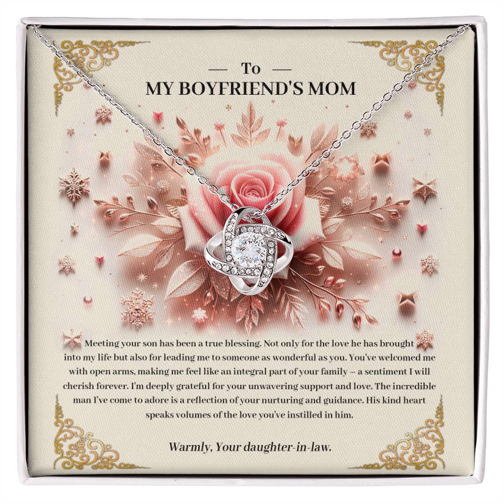 95341a Love Knot Necklace, Gift to my Boyfriend's Mom with Beautiful Message Card