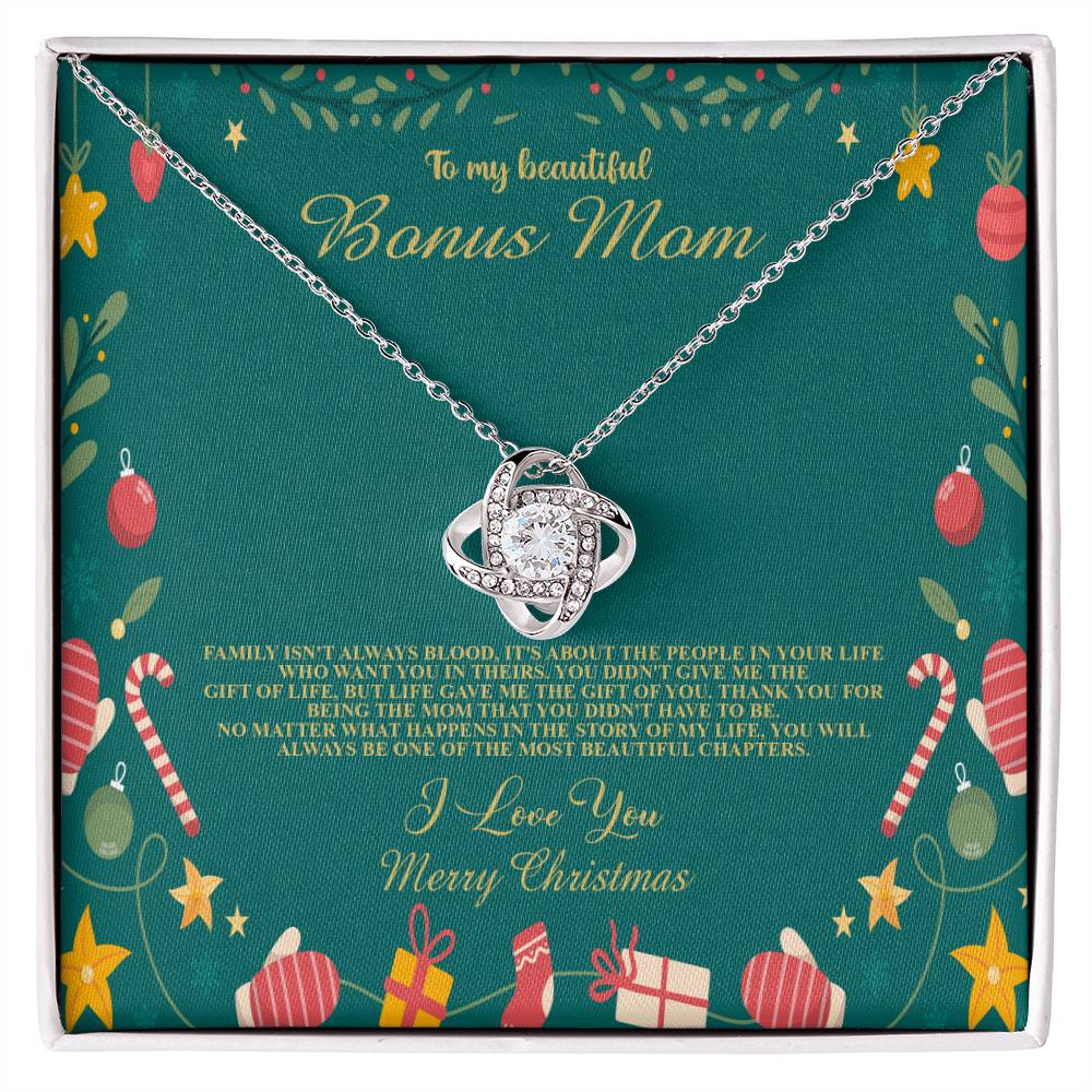 94098c Love Knot Necklace, Gift to my Stepmom with Beautiful Message Card