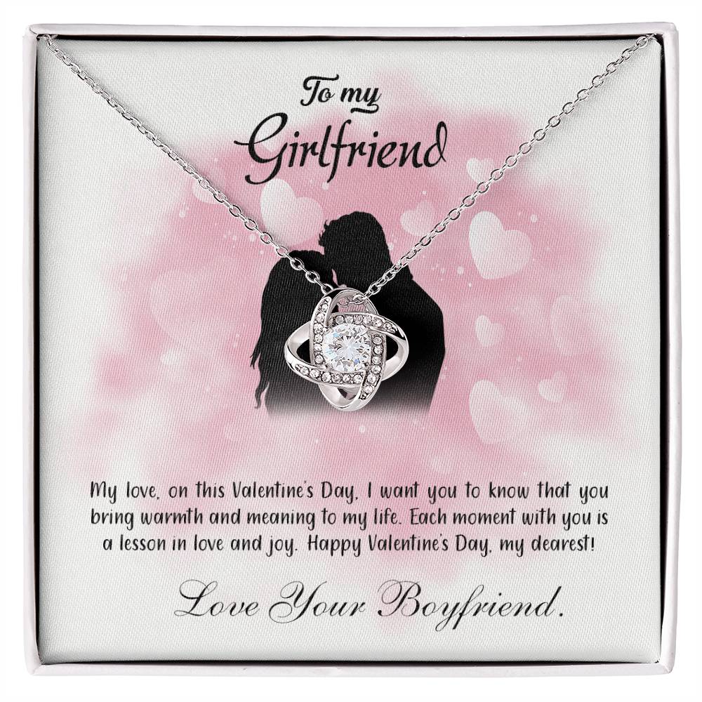 valentine-5c Love Knot Necklace, Gift to my Girlfriend with Beautiful Message Card