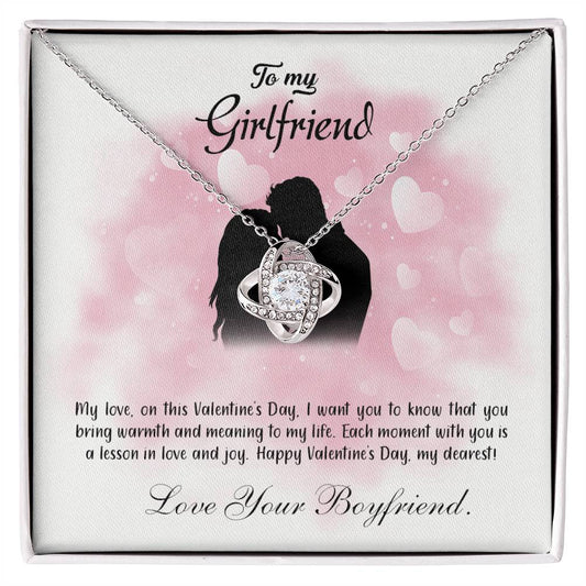 valentine-5c Love Knot Necklace, Gift to my Girlfriend with Beautiful Message Card