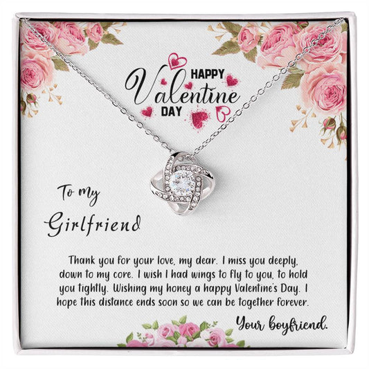 valentine-31c Love Knot Necklace, Gift to my Girlfriend with Beautiful Message Card