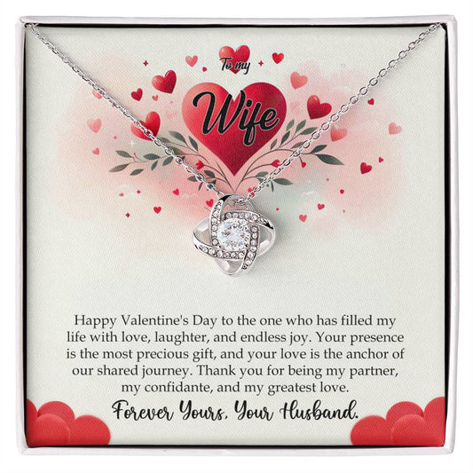 Valentine-st11a Love Knot Necklace, Gift to my Wife with Beautiful Message Card