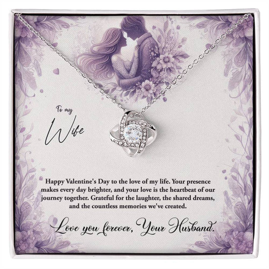 Valentine-st10a Love Knot Necklace, Gift to my Wife with Beautiful Message Card