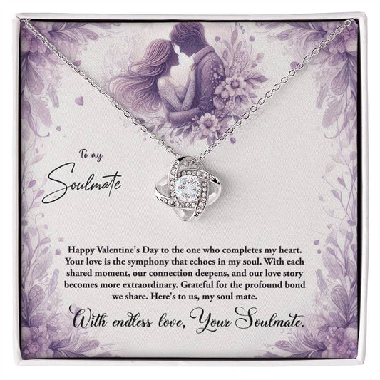 Valentine-st10b Love Knot Necklace, Gift to My Soulmate with Message card