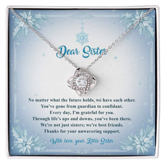 95315b Love Knot Necklace, Gift to my Sister with Beautiful Message Card