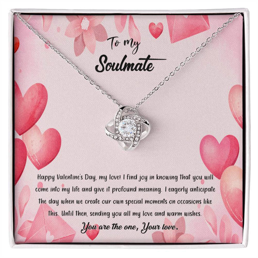 valentine-37b Love Knot Necklace, Gift to My Soulmate with Message card