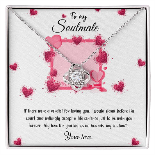 valentine-32c Love Knot Necklace, Gift to my Girlfriend with Beautiful Message Card