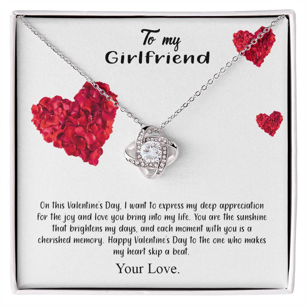 valentine-17c Love Knot Necklace, Gift to my Girlfriend with Beautiful Message Card