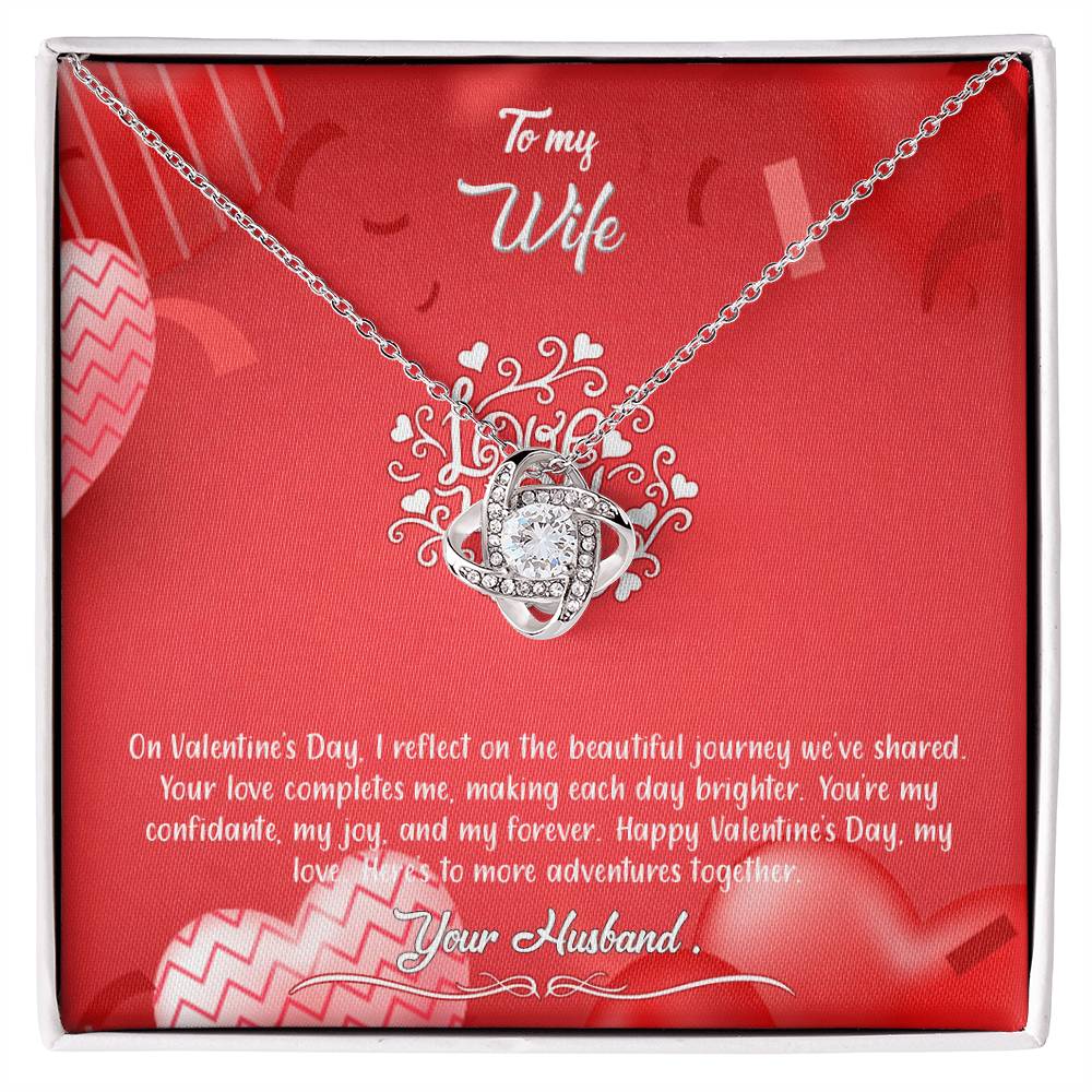 valentine-4a Love Knot Necklace, Gift to my Wife with Beautiful Message Card