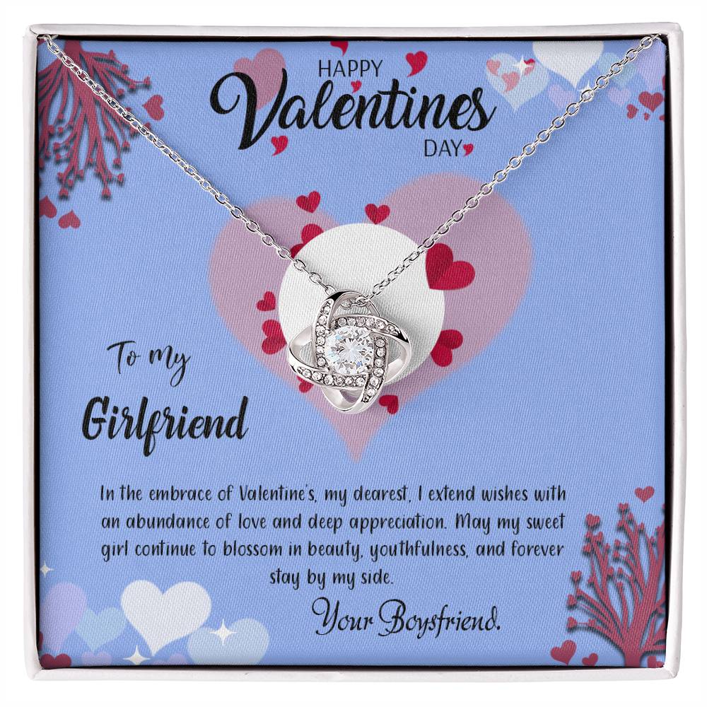 valentine-30c Love Knot Necklace, Gift to my Girlfriend with Beautiful Message Card