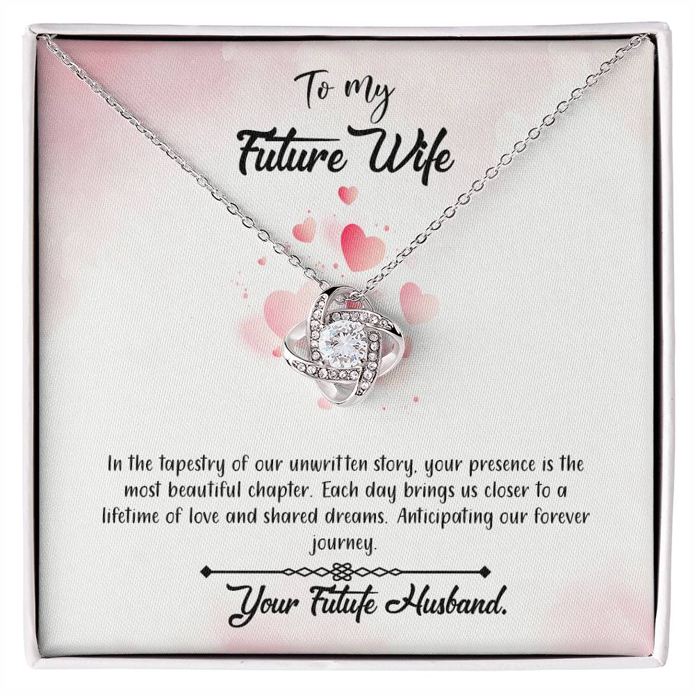 valentine-12d Love Knot Necklace, Gift to my Future Wife with Beautiful Message Card