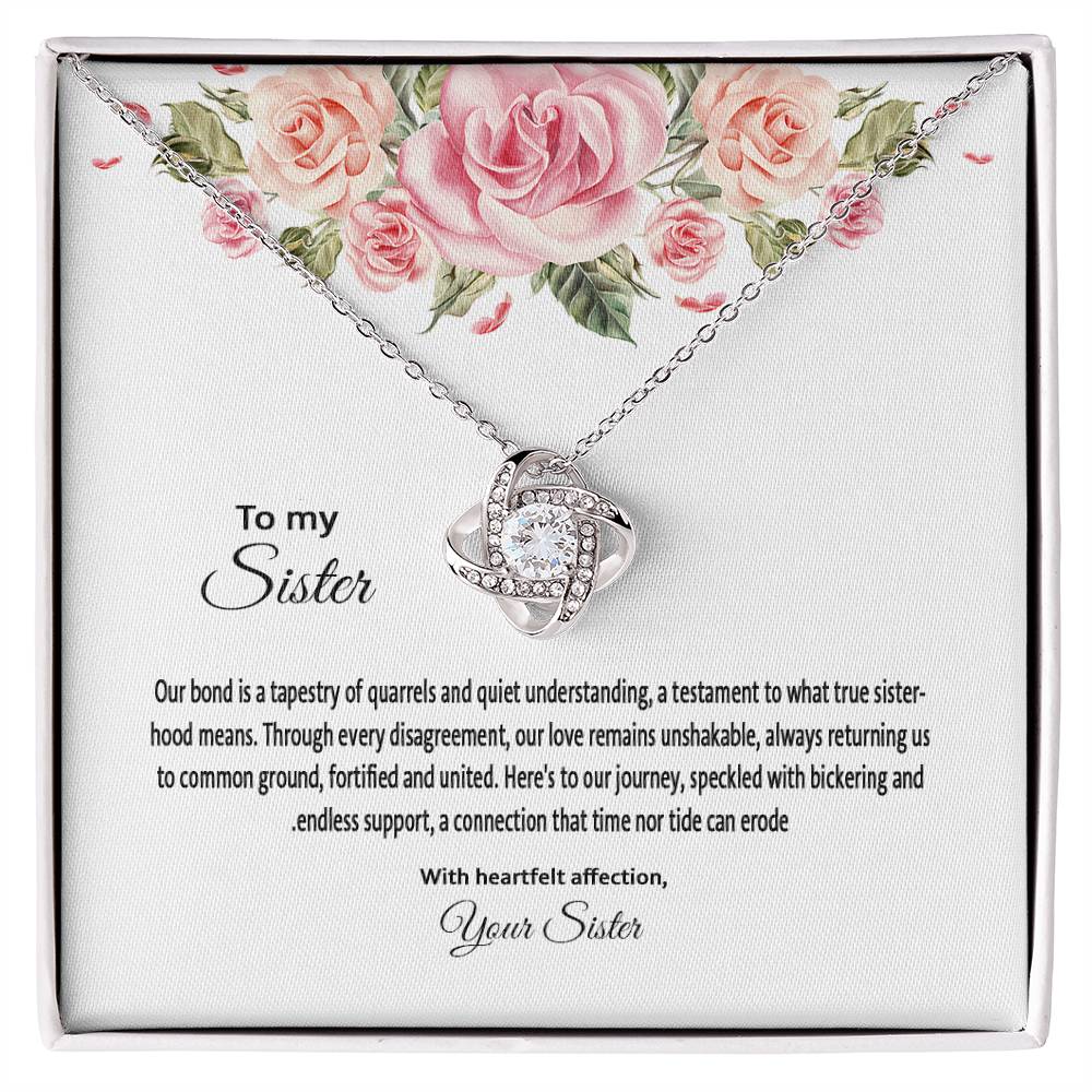 4031c Love Knot Necklace, Gift to my Sister with Beautiful Message Card