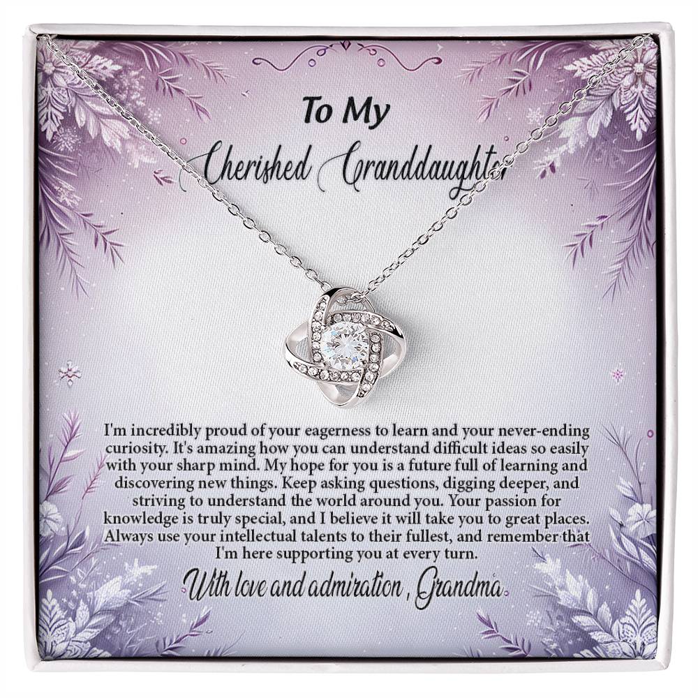 4054c Love Knot Necklace, Gift to My Granddaughter with nice Message Card