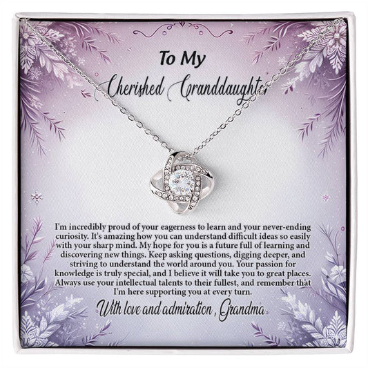 4054c Love Knot Necklace, Gift to My Granddaughter with nice Message Card