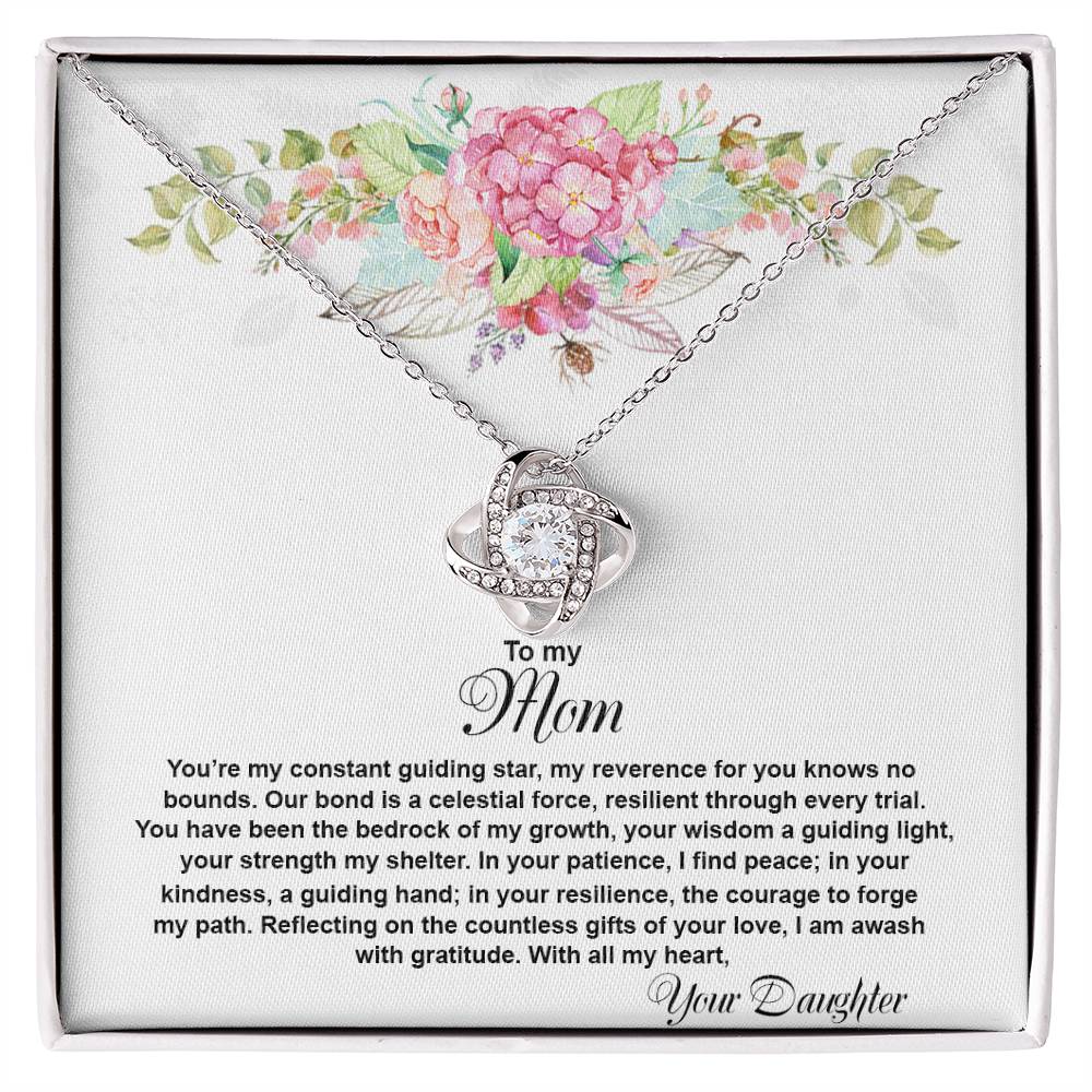 4026a Love Knot Necklace, Gift to my Mom with Beautiful Message Card