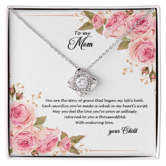 4034d Love Knot Necklace, Gift to my Mom with Beautiful Message Card