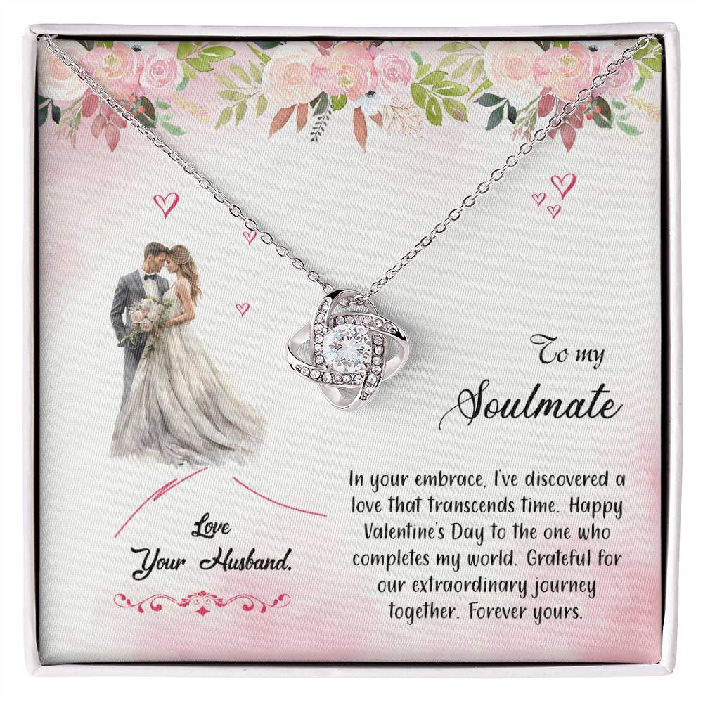 valentine-6b Love Knot Necklace, Gift to My Soulmate with Message card