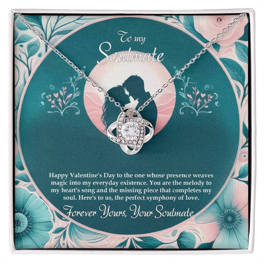 Valentine-st32b Love Knot Necklace, Gift to My Soulmate with Message card