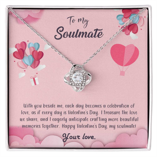 valentine-28b Love Knot Necklace, Gift to My Soulmate with Message card