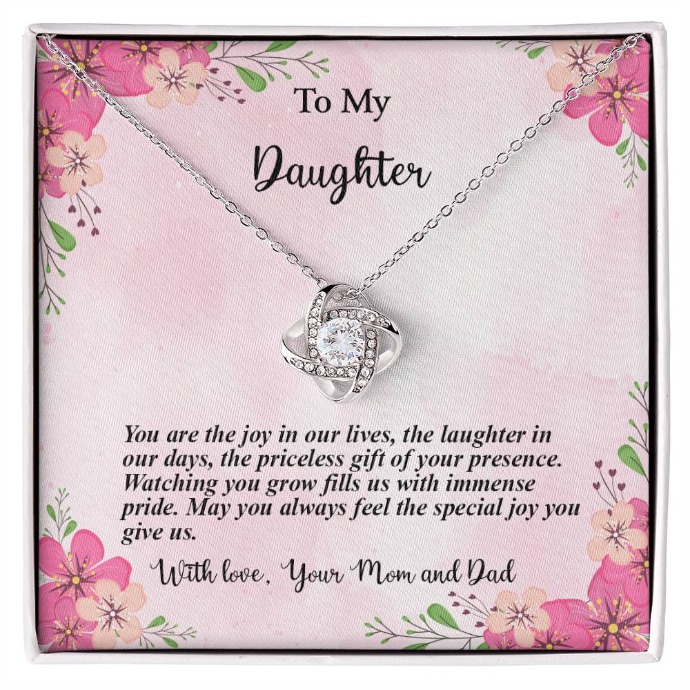 4035c Love Knot Necklace, Gift to my Daughter with Beautiful Message Card