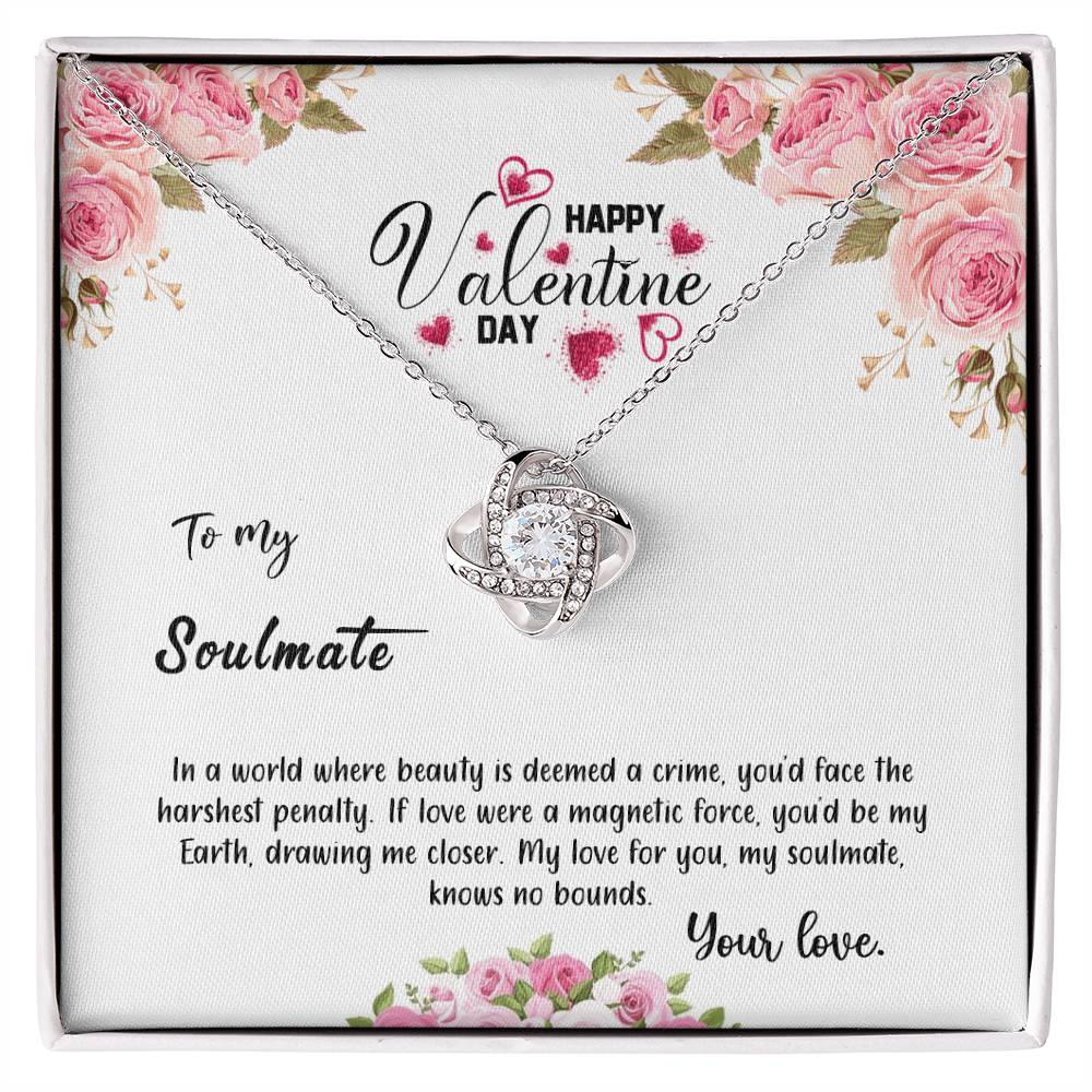 valentine-31b Love Knot Necklace, Gift to My Soulmate with Message card