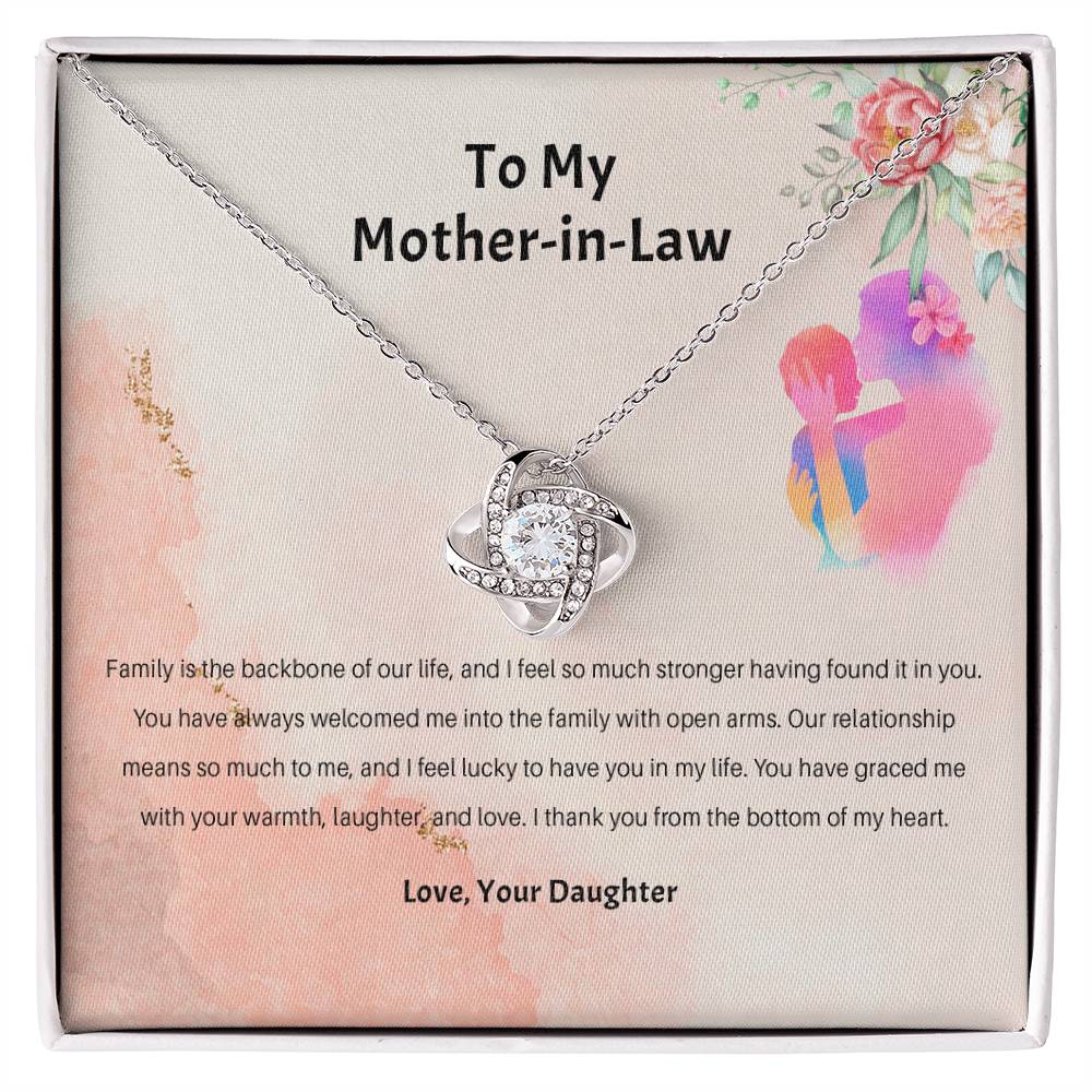 94689b Love Knot Necklace, Gift to my Stepmom with Beautiful Message Card