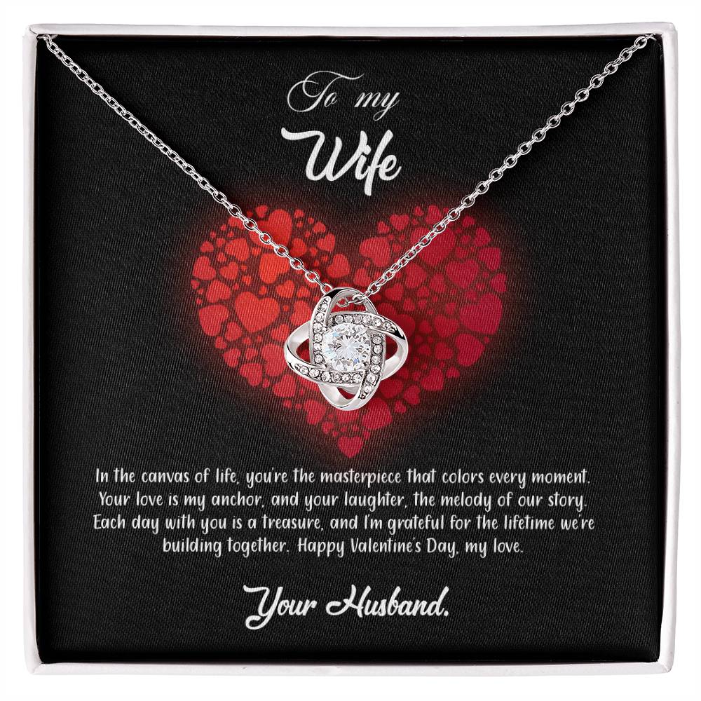 valentine-23a Love Knot Necklace, Gift to my Wife with Beautiful Message Card