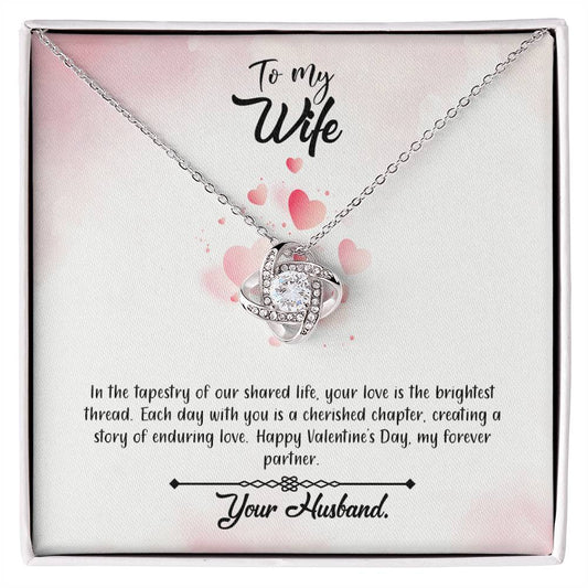 valentine-12a Love Knot Necklace, Gift to my Wife with Beautiful Message Card