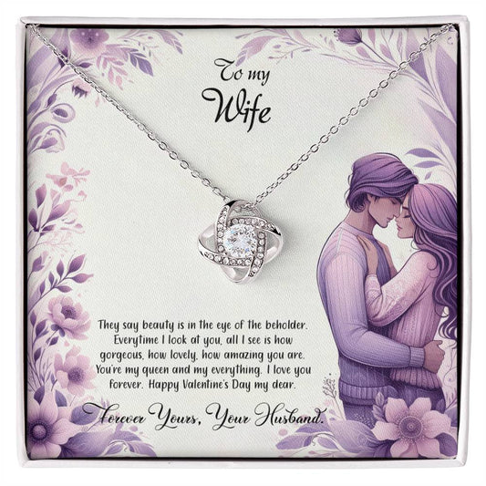 Valentine-st25a Love Knot Necklace, Gift to my Wife with Beautiful Message Card