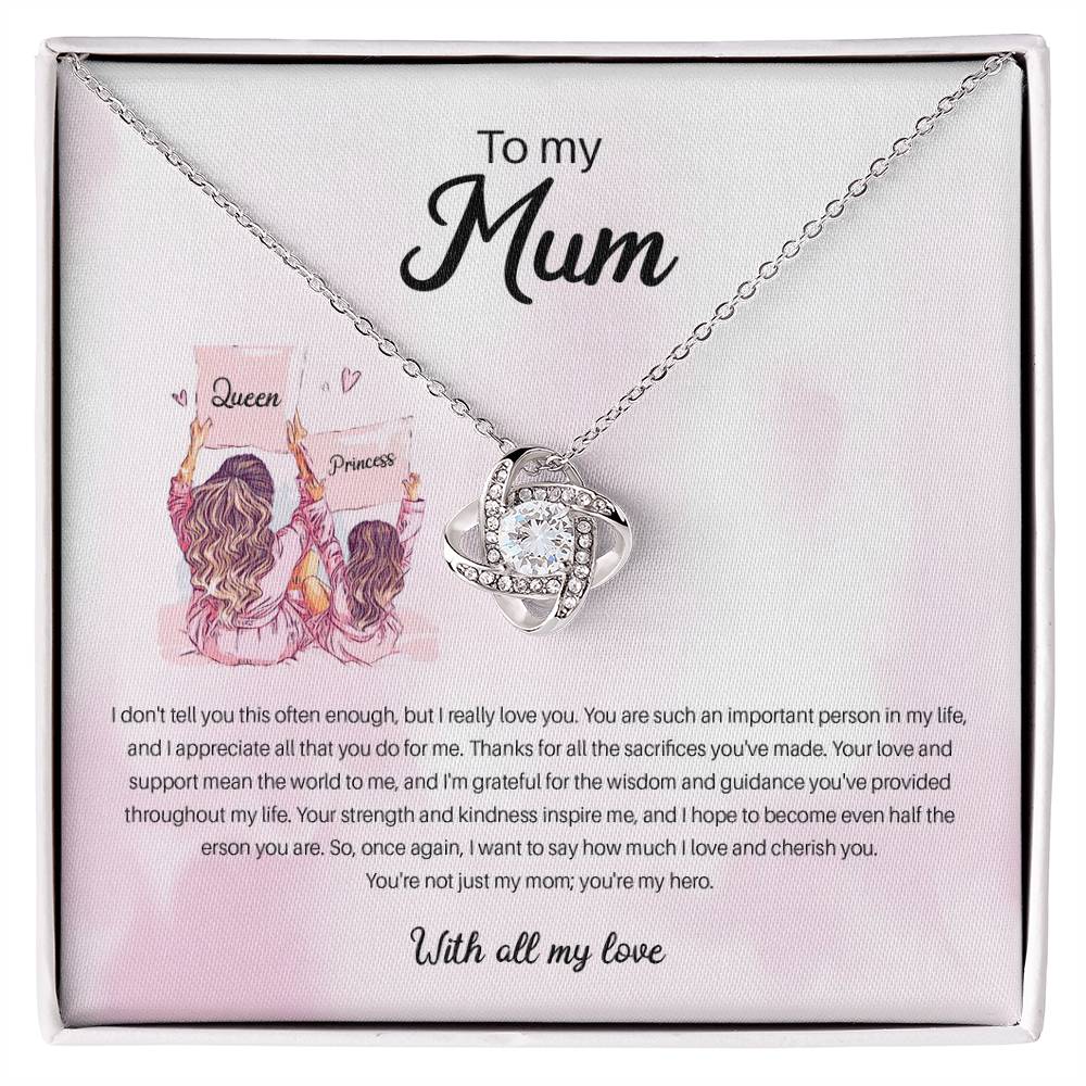 94941b Love Knot Necklace, Gift to my Mom with Beautiful Message Card