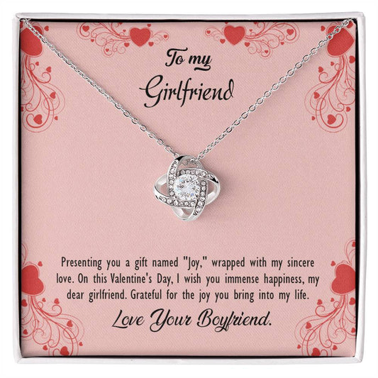 valentine-29c Love Knot Necklace, Gift to my Girlfriend with Beautiful Message Card