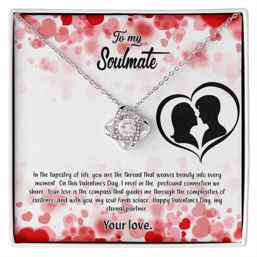 valentine-36b Love Knot Necklace, Gift to My Soulmate with Message card