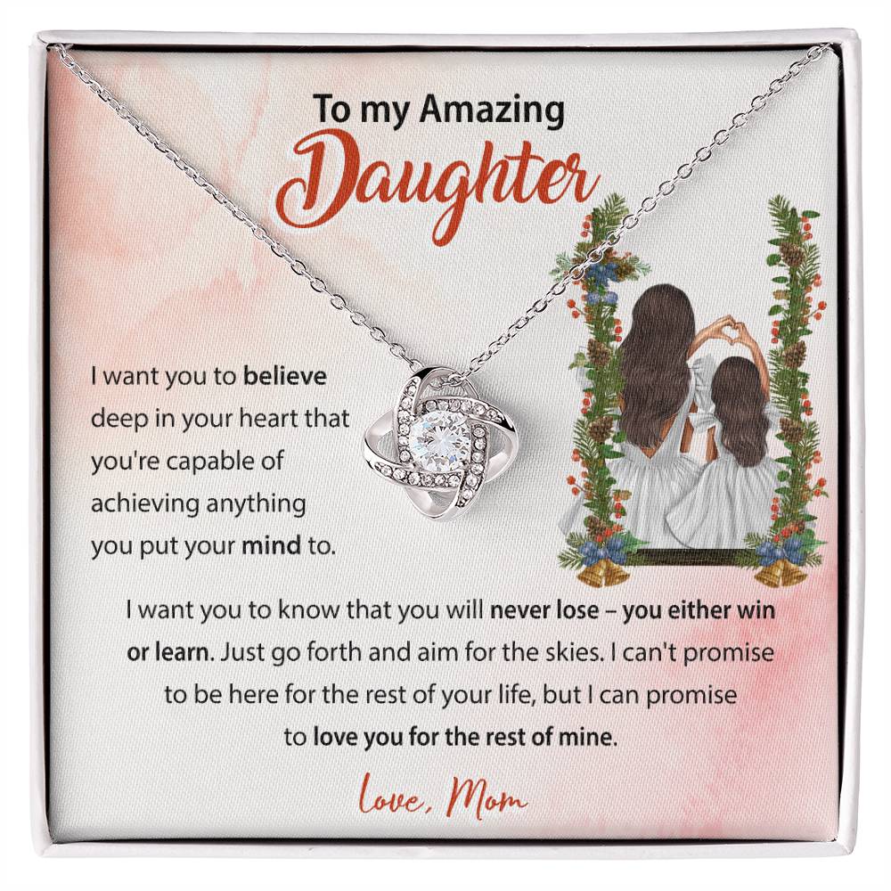 94683c Love Knot Necklace, Gift to my Daughter with Beautiful Message Card