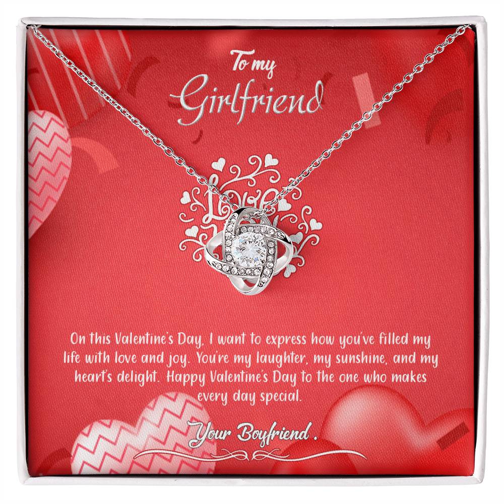 valentine-4c Love Knot Necklace, Gift to my Girlfriend with Beautiful Message Card