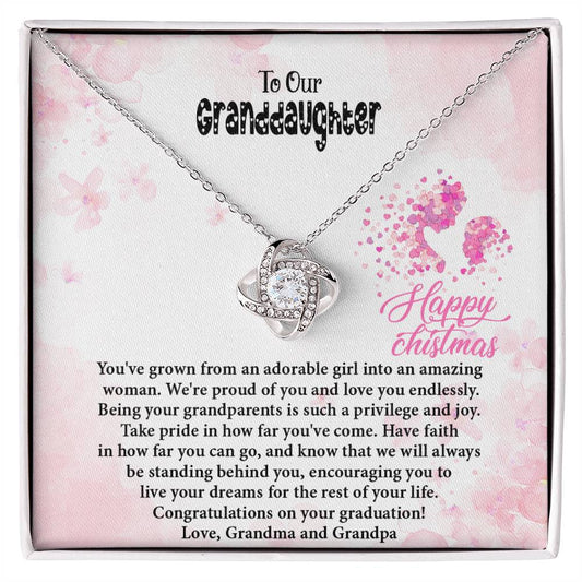 4020 d Love Knot Necklace, Gift to My Granddaughter with nice Message Card