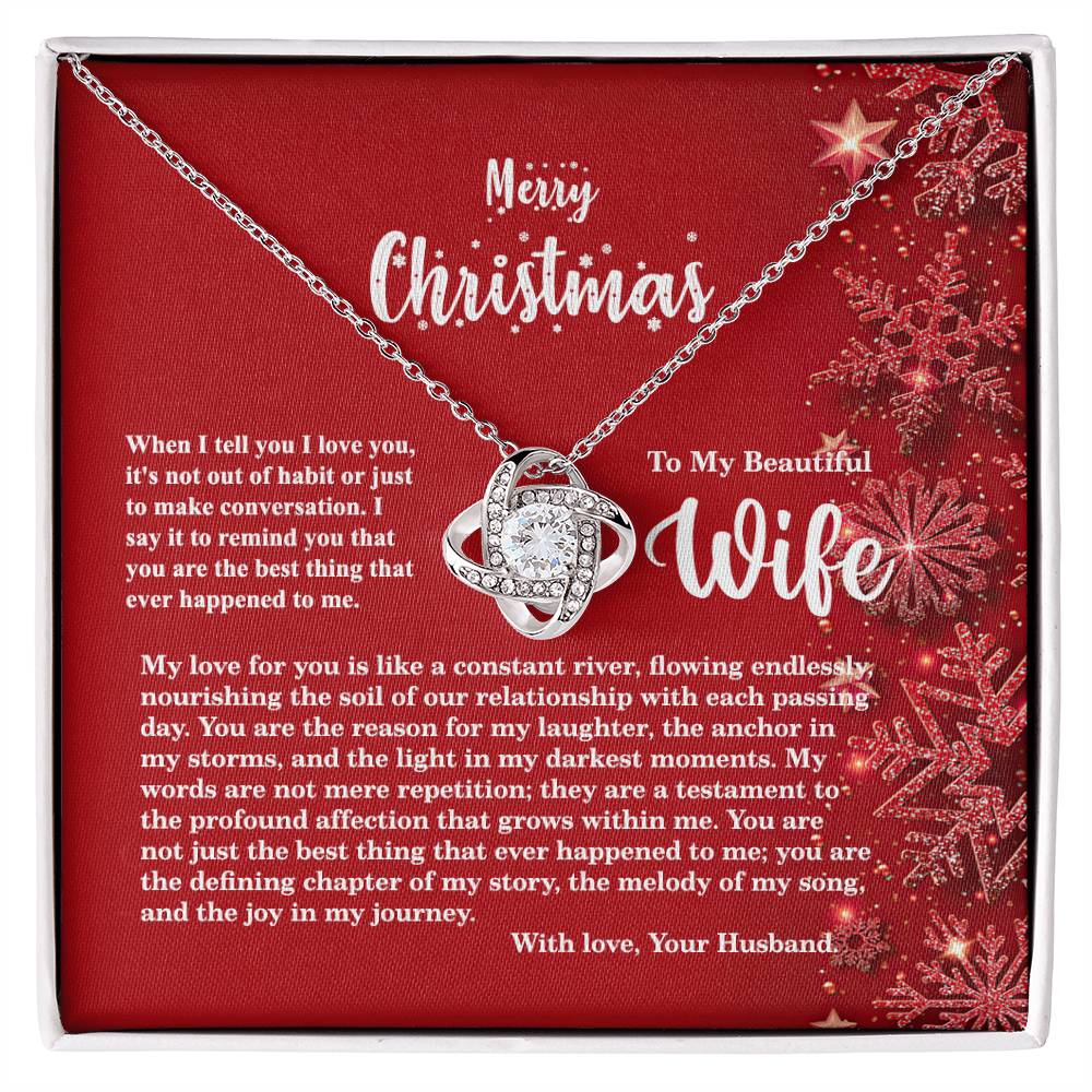 4013b Love Knot Necklace, Gift to my Wife with beautiful Message Card