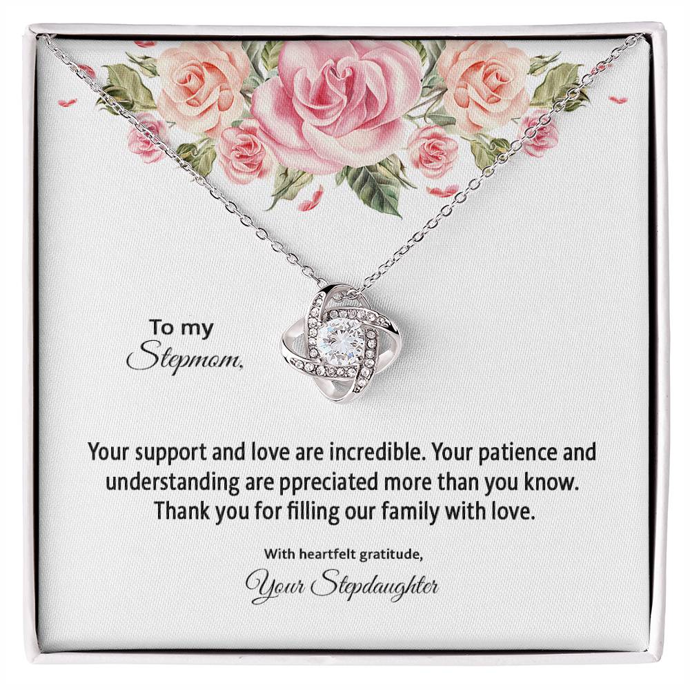 4031d Love Knot Necklace, Gift to my Stepmom with Beautiful Message Card