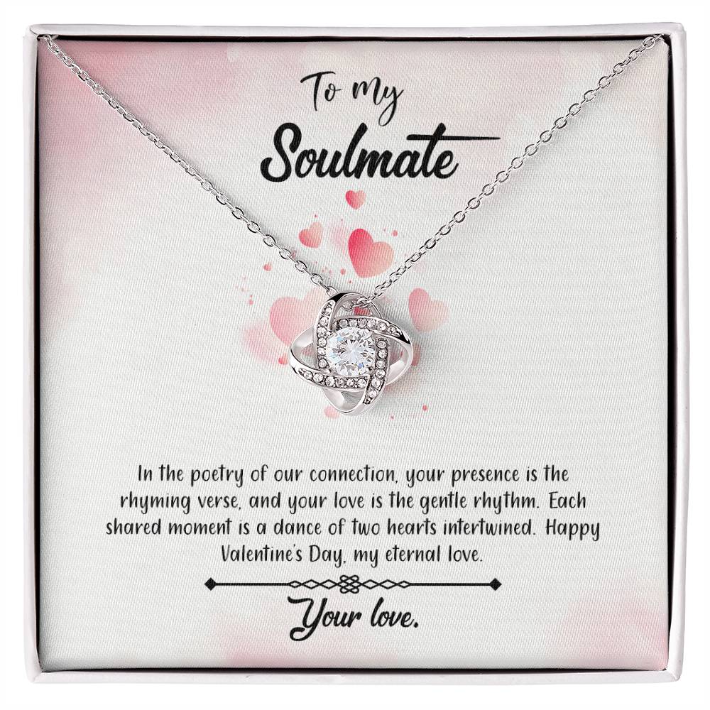 valentine-12b Love Knot Necklace, Gift to My Soulmate with Message card