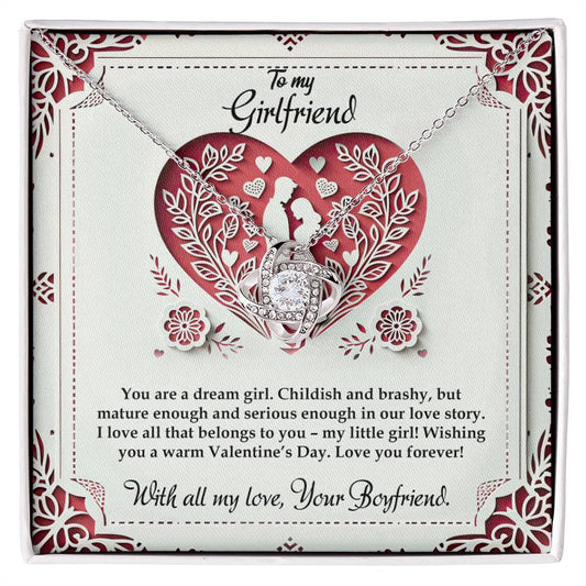 Valentine-st16c Love Knot Necklace, Gift to my Girlfriend with Beautiful Message Card