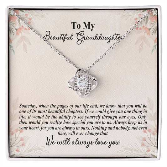 4025d Love Knot Necklace, Gift to My Granddaughter with nice Message Card